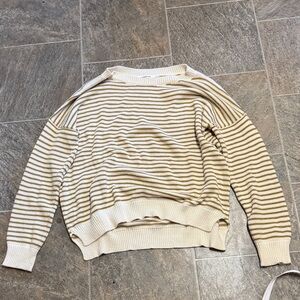 Emerson Fry Cream and Brown Striped Sweater